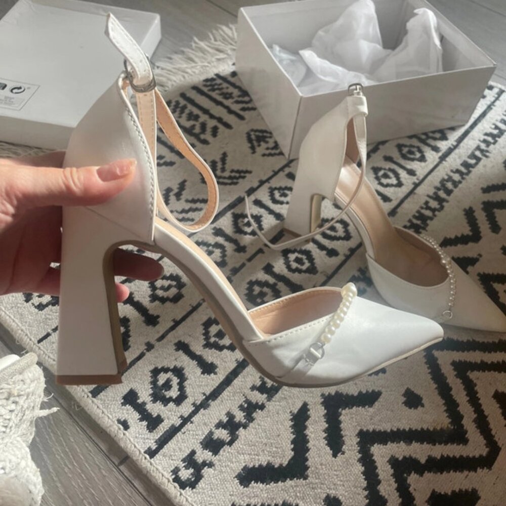 White high heels